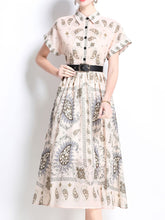 Load image into Gallery viewer, 1940S Classic Shirt Collar Vintage Print Cotton Dress with Belt