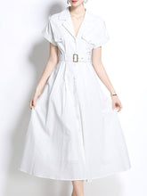 Load image into Gallery viewer, 1940S Lapel Shirt Cotton Dress with Pockets