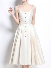 Load image into Gallery viewer, Pink Luxury Diamond Strap Satin Prom Dress With Pockets