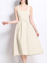 Load image into Gallery viewer, Pink Satin U Neck Sleeveless Bow 1950S Vintage Sweet Party Dress