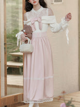 Load image into Gallery viewer, Sweetheart Pink Cold Shoulder Lace Long Sleeve Vintage Dress
