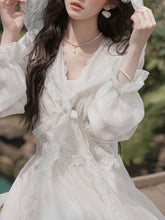 Load image into Gallery viewer, White Lace V-Neck Hooded Boho Bridal Gown Wedding Vintage Dress