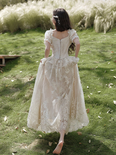 ivory victorian dress Style Lace Corset Wedding Gown Wedding Maxi girls easter Milumia Women's Summer Mini Size inclusive. Name/Description:Courtney Deposit - Off-the-shoulder Lace Mermaid Gown