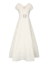 Load image into Gallery viewer, Lavender 3D Rose Vintage Pleated V-Neck Swing Dress