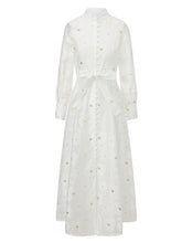 Load image into Gallery viewer, Women's 1970s Orange Lace Mandarin Collar Maxi Dress