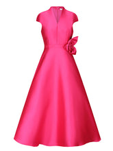 Load image into Gallery viewer, Women's White Satin Cap Sleeve Dress for Wedding Midi Dress