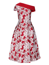 Load image into Gallery viewer, Baby Blue Luxury 3D Floral Brocade One Shoulder Cap Sleeve Vintage Party Gown