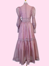 Load image into Gallery viewer, Nude Pink Organza Lace Ruffles Edwardian Revival Dress