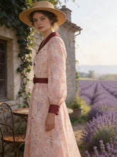Load image into Gallery viewer, Red Floral Print Vintage Beaded Maxi Dress