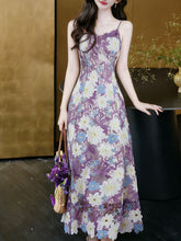 Load image into Gallery viewer, Purple Floral Embroidered Lace Maxi Dress Prom Dress With Cardigan