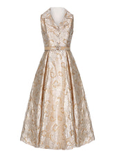 Load image into Gallery viewer, Blue Audrey Hepburn Style Sleeveless Vintage 3D Floral Jacquard Vintage Party Gown