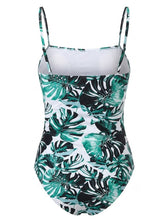 Load image into Gallery viewer, Tropical Leaf Print One Piece Swimsuit with V-Neck