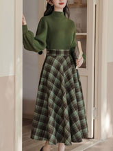 Load image into Gallery viewer, 2PS Green Sweater And Plaid Swing Skirt 1950S Vintage Audrey Hepburn&#39;s Style Outfits