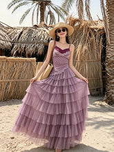 Load image into Gallery viewer, Purple Bohemian Polka Dots Camisole Top and Maxi Skirt Set