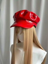 Load image into Gallery viewer, Red Patent Leather Biker Hat