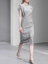 Load image into Gallery viewer, Grey Lace 1950S Vintage Sweatshirt Dress