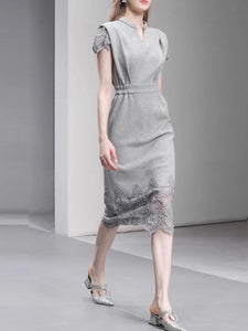 Grey Lace 1950S Vintage Sweatshirt Dress