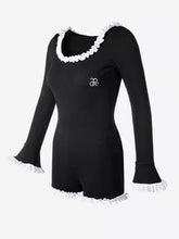 Load image into Gallery viewer, Black Lace U-Neck One Piece Vintage Swimsuit