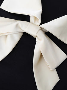 1950s Black and White Contrast Collar Bow Blouse Retro Vintage Top