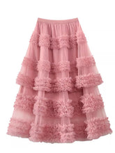 Load image into Gallery viewer, Women's Ruffle Layered Flowy Vintage Circle Skirt