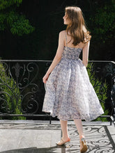 Load image into Gallery viewer, Blue Luxury Spaghetti Strap High Waist Swing Party Dress