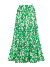 Load image into Gallery viewer, 2PS Green Floral Halter One-Piece Swimsuit with Maxi Skirt