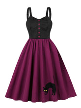 Load image into Gallery viewer, Playful Kitten Vintage Purple Sleeveless Dress