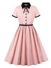 Load image into Gallery viewer, Audrey Hepburn Style Vintage Blue 1950s Cotton Shirt Dress