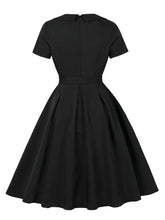 Load image into Gallery viewer, Audrey Hepburn Inspired Black Vintage Dress Handmade Rose