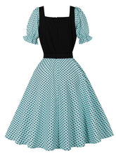 Load image into Gallery viewer, Audrey Hepburn Style Polka Dots 1950s Puff Sleeve Vintage Dress