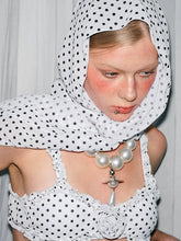 Load image into Gallery viewer, Coquette White Polka Dot Bikini 4 Piece Set with Matching Headscarf