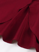 Load image into Gallery viewer, 1950s Women&#39;s Wine Red Peplum Top with Full Circle Skirt Set