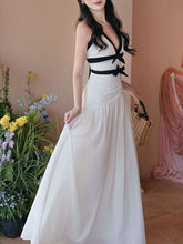 Load image into Gallery viewer, White Halter Neck Backless Vintage Dress