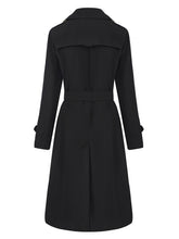 Load image into Gallery viewer, Women's Black Double-Breasted Trench Coat with Belt - Classic Long Windbreaker Jacket Slim Fit Overcoat