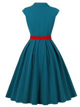 Load image into Gallery viewer, Audrey Hepburn Style Vintage Baby Blue 1950s Cotton Shirt Dress with Pockets