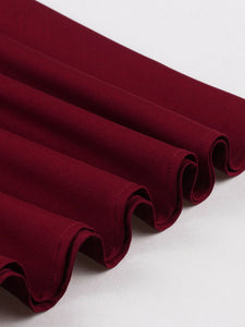 1950S Wine Red High Waist Swing Vintage Skirt