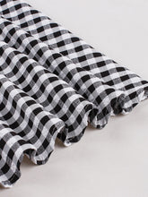 Load image into Gallery viewer, Black White Plaid V Neck 1950s Three-Quarter Sleeves Swing Dress