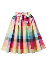 Load image into Gallery viewer, 1950S Rainbow Plaid Print High Waist Swing Vintage Skirt
