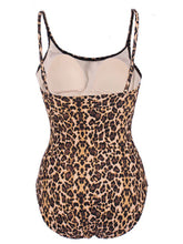 Load image into Gallery viewer, Classic Leopard Print One Piece Swimsuit with Scoop Neck and Spaghetti Straps