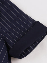 Load image into Gallery viewer, Vintage 1950s Navy Pinstripe Shirt Swing Dress