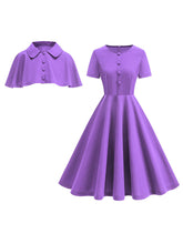 Load image into Gallery viewer, Classic Short Sleeveless 50S Swing Christmas Dress With Cape
