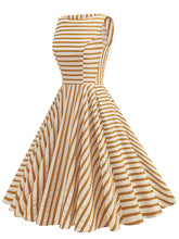Load image into Gallery viewer, 1950s Vintage Stripe Sleeveless Retro Swing Dress