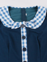 Load image into Gallery viewer, 1950s Blue Peter Pan Collar with Bow Swing Dress