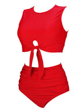 Load image into Gallery viewer, Vintage Inspired High-Waisted Red Bikini Set with Tie-Front Detail