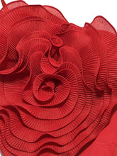 Load image into Gallery viewer, Red Rose Flower Corset Top - Pleated 3D Floral Spaghetti Strap Bustier