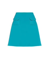 Load image into Gallery viewer, 2PS Turquoise Blue Button-Front One-Piece Swimsuit &amp; Pocket Mini Skirt Cover-Up Set