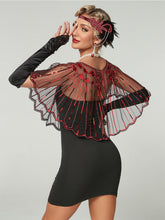 Load image into Gallery viewer, Women's 1920s Sequined Flapper Cape Gatsby Costume Mesh Shawl Wraps for Evening Dress