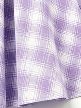Load image into Gallery viewer, 1950s Baby Blue Plaid Notch Lapel Collar Vintage Puff Sleeve Retro Swing Dress