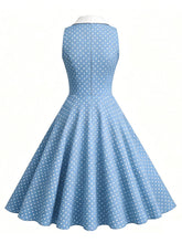 Load image into Gallery viewer, 1950s Vintage Polka Dots Sleeveless Retro Swing Dress