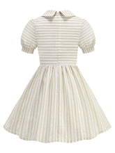 Load image into Gallery viewer, Vintage 1950s Little Girls Pink Stripe Dress with Peter Pan Collar